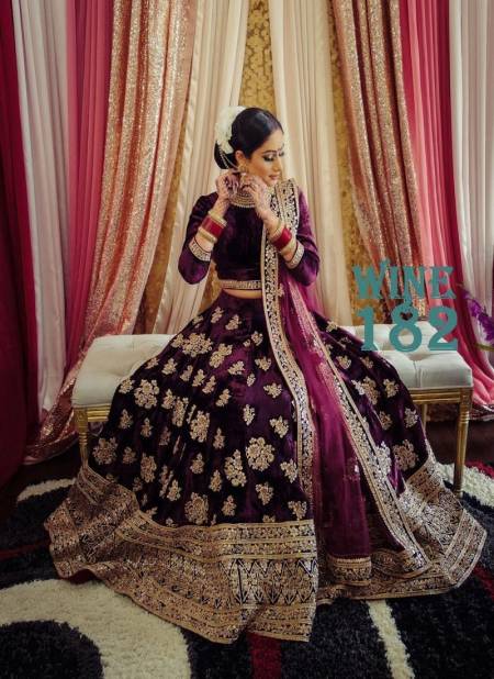 Lg 182 Designer Bridal Velvet Full Heavy Embroidery Lehenga Choli With Dupatta Catalog